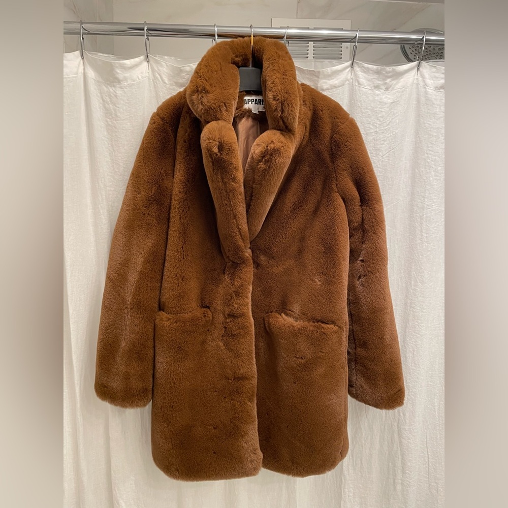 Apparis Brown Faux Fur Coat